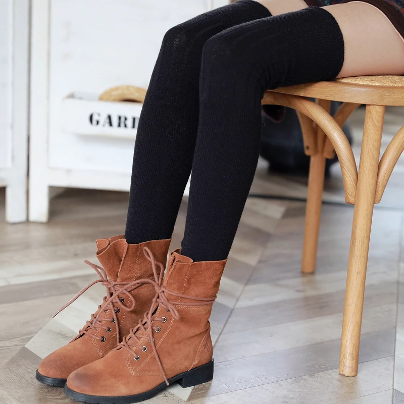 Autumn And Winter Thickened Warm Wool Hosiery Cover Cold Proof Knee Protection Foot Cover Lengthened Over Knee Stockings Knitted