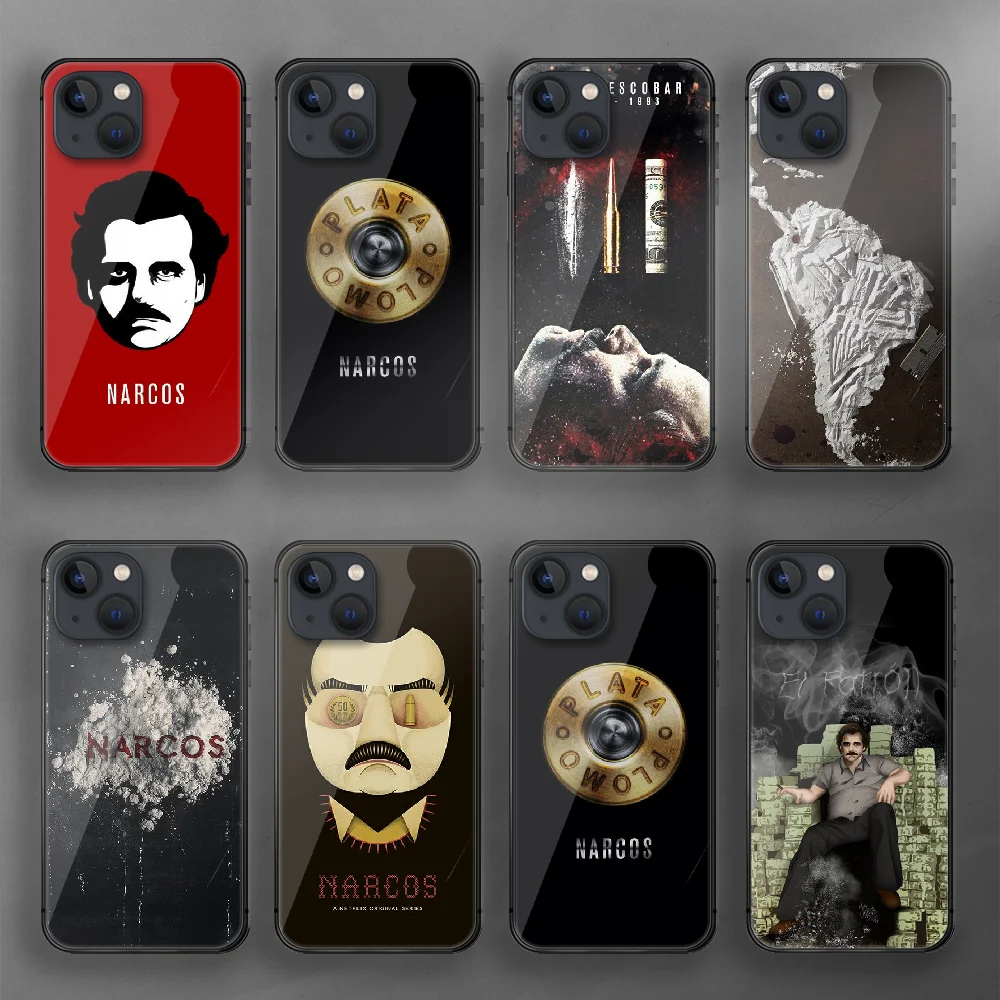 

Narcos Pablo Escobar TV Drama Tempered Glass Phone Case Cover For Iphone 7 8 11 12 13 14 Pro Max Plus Mini 6s X XS XR SE Black