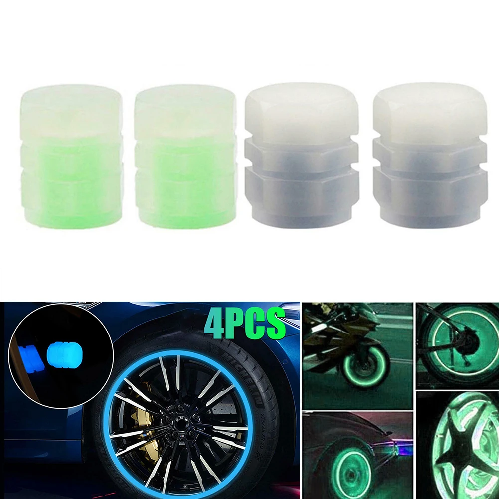 

4PCS Universal Car Tire Valve Cap Blue+Green Color Fluorescent-green/Blue Dust Cap Wheels Car Accessories High Quality