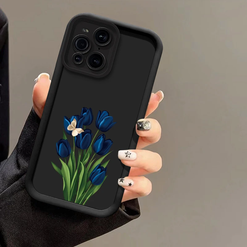 Фото Чехол для телефона с рисунком синих цветов для OPPO F19 Pro Plus F19S F21 Find X8 X5 Pro X3 Lite F9 F17, силиконовый матовый противоударный чехол №5