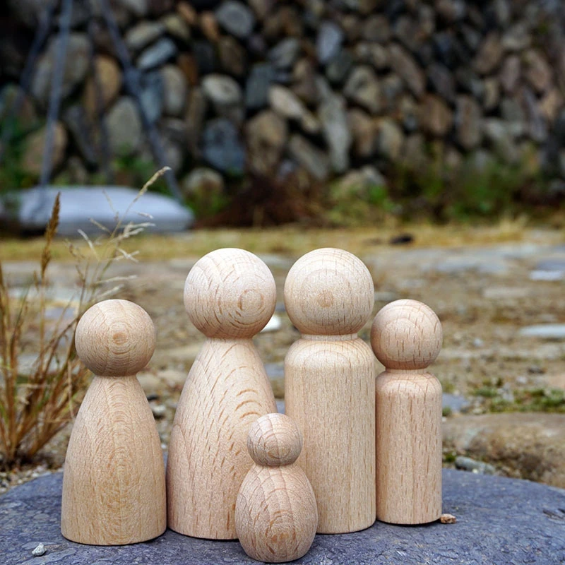 

10Pc Beech Wood Diy Painted Pegdolls Wooden Crafts Baby Toys Painting Home Decoration For Living Room