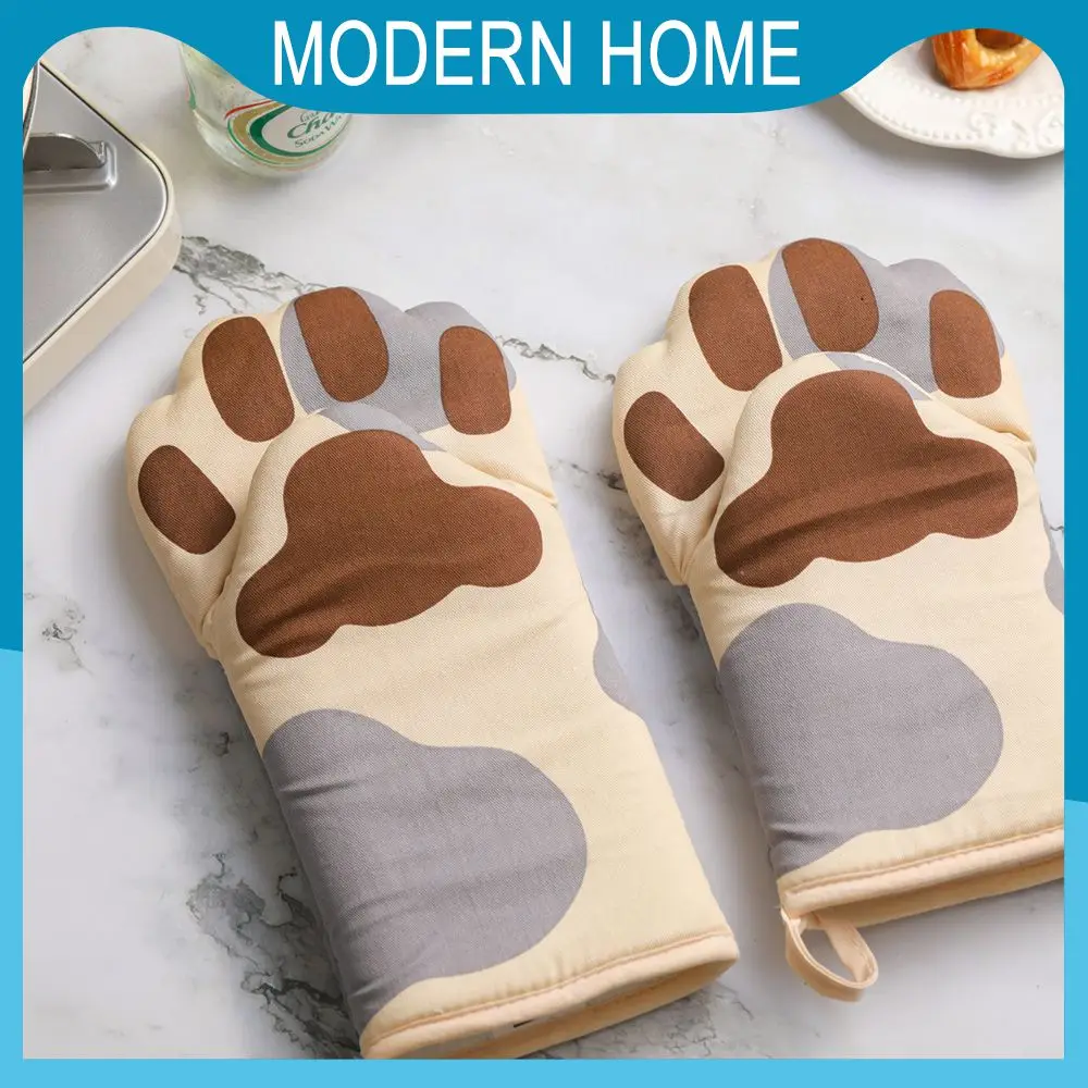 

Long Potholder Non-slip Heat Resistant Oven Glove Heat Insulation Cartoon Animal Kitchen Gloves For Barbecue Cooking Baking