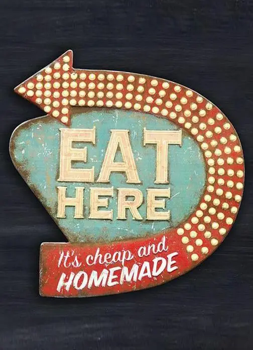 

TIN SIGN "Eat Here" Cafe Kitchen Rustic Mancave Wall Decor