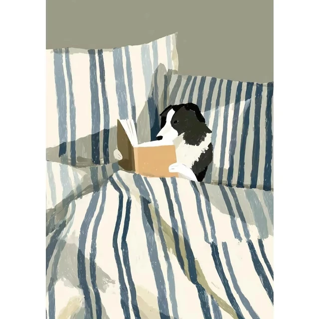 Плакат читающая собака Бордер-Колли