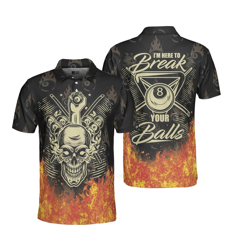 Billiard And Beer Graphic Polo Shirts For Men Clothes Cue Sports Jersey Snooker Contest Team POLO Shirt 9 Ball Short Sleeve Tops