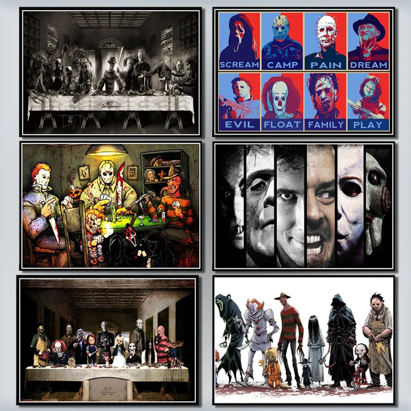 Freddy Jason Чаки Последний супер Хэллоуин ужасный постер холст настенная живопись