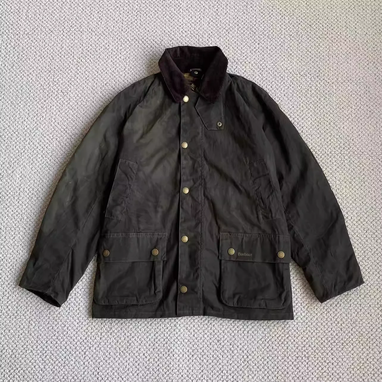 Barbour Американский ретро-восковой плащ средней длины с лацканами