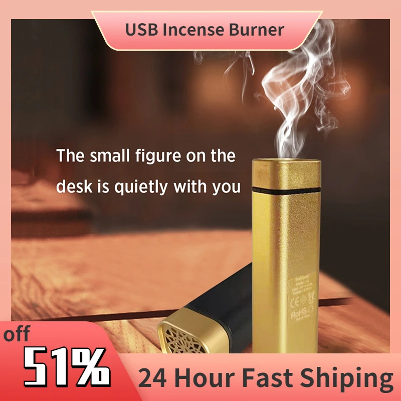 

New Rechargeable USB Incense Burner Portable Electric Bakhoor Aroma Diffuser Mini Arabic Incense Holder Muslim Home Decoration