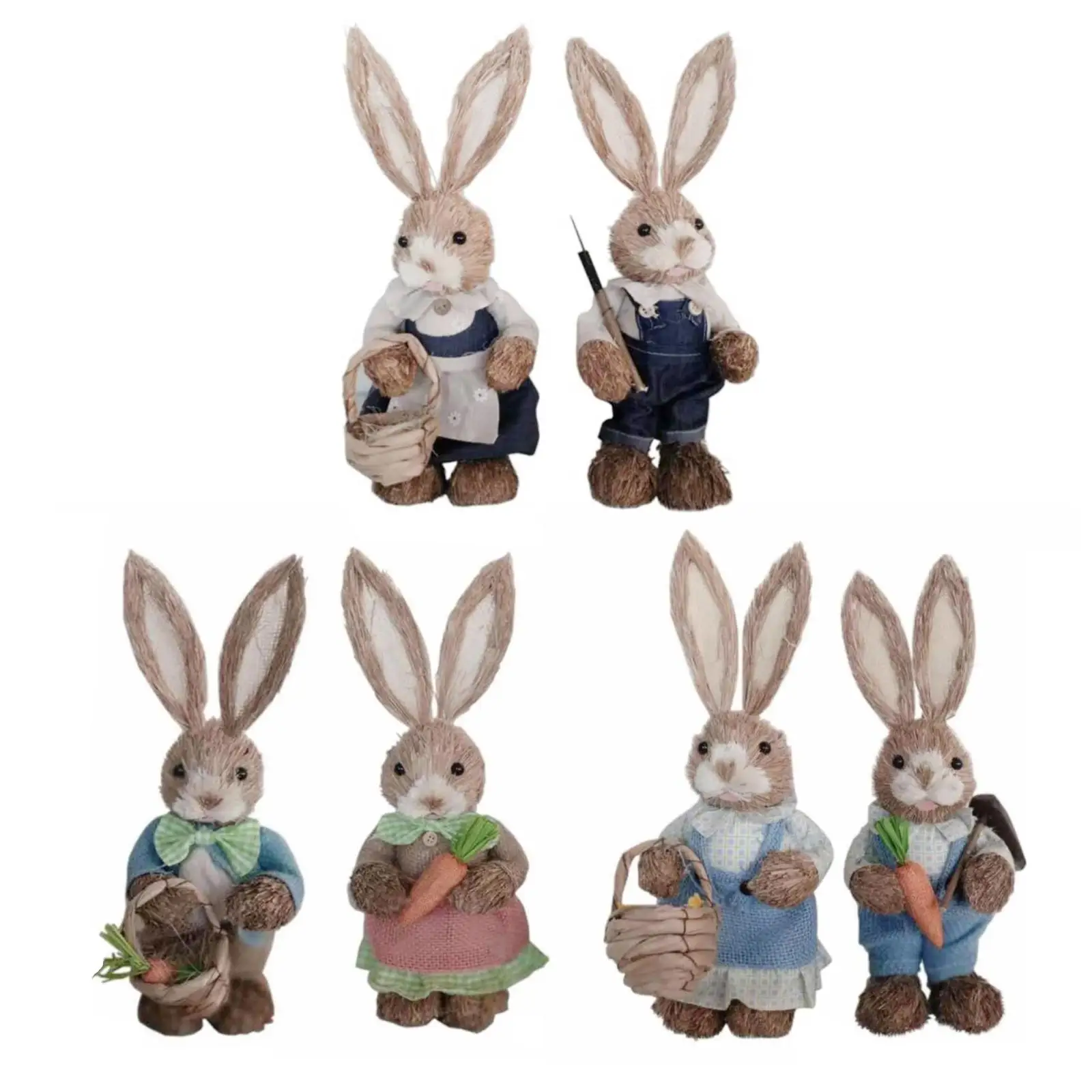 

1 Pair of Easter Bunny Straw Holiday Decorations Festival Garden Holiday Outdoor Decor