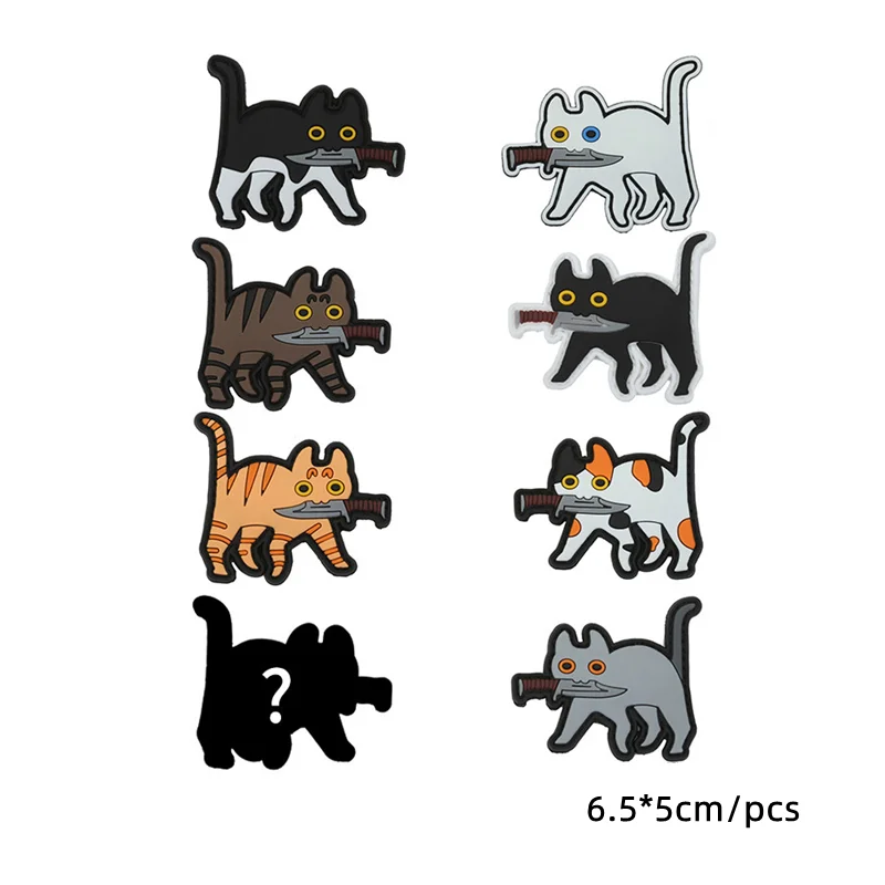 

Black Cat with Knife Patches PVC Velcros Patch for Clothing Military Patches Armband Tactical Emblem Badge Backpack Stickers