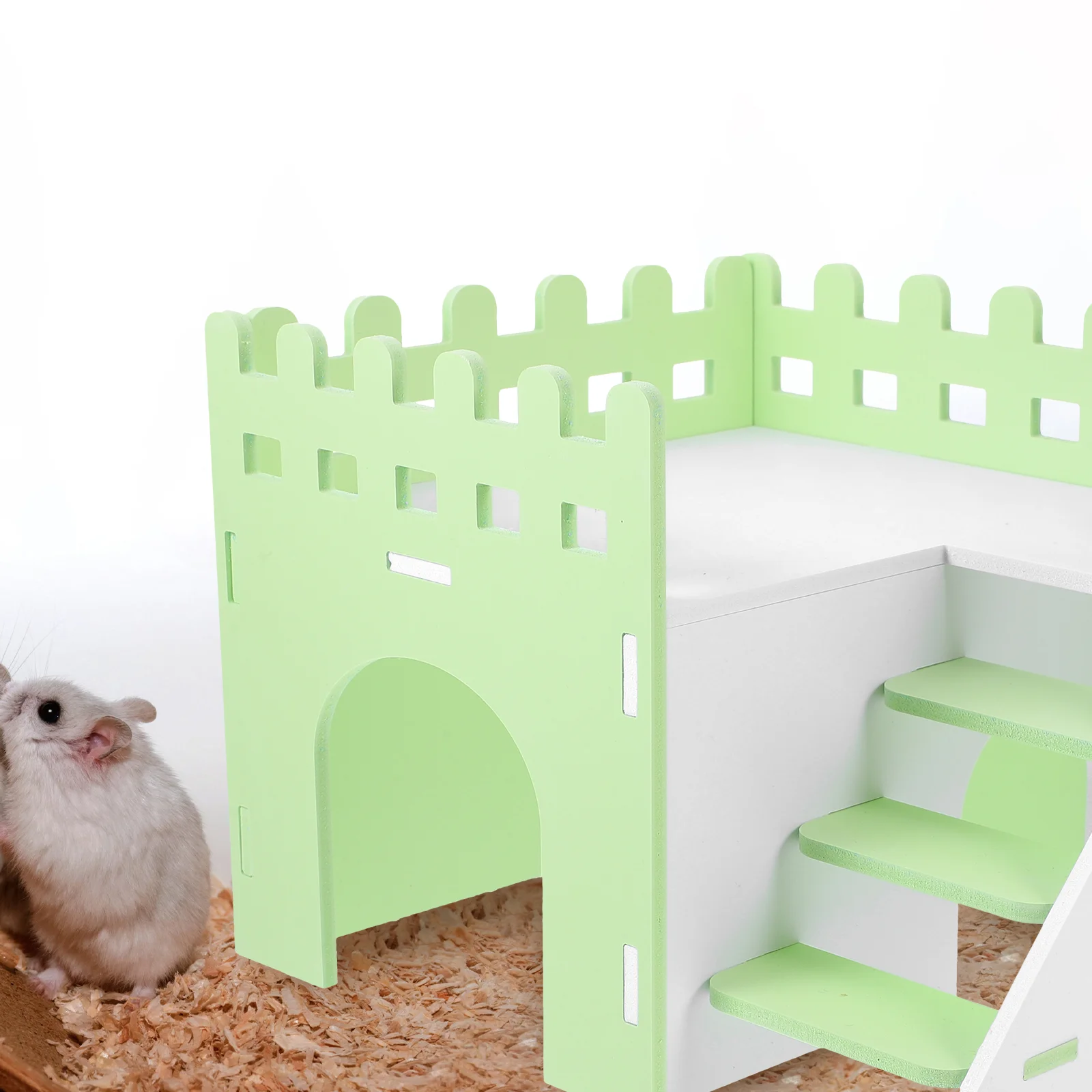 

Hamster Hideout Small Animal Double Layer Villa with Ladder Chinchilla Hut