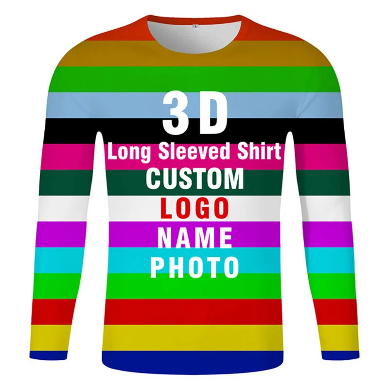 

3D Long Sleeve T Shirt Free Custom Logo Text Name Diy T-shirt Flag Longsleeve Nation Team Tshirt Long-sleeved Streetwear Clothes