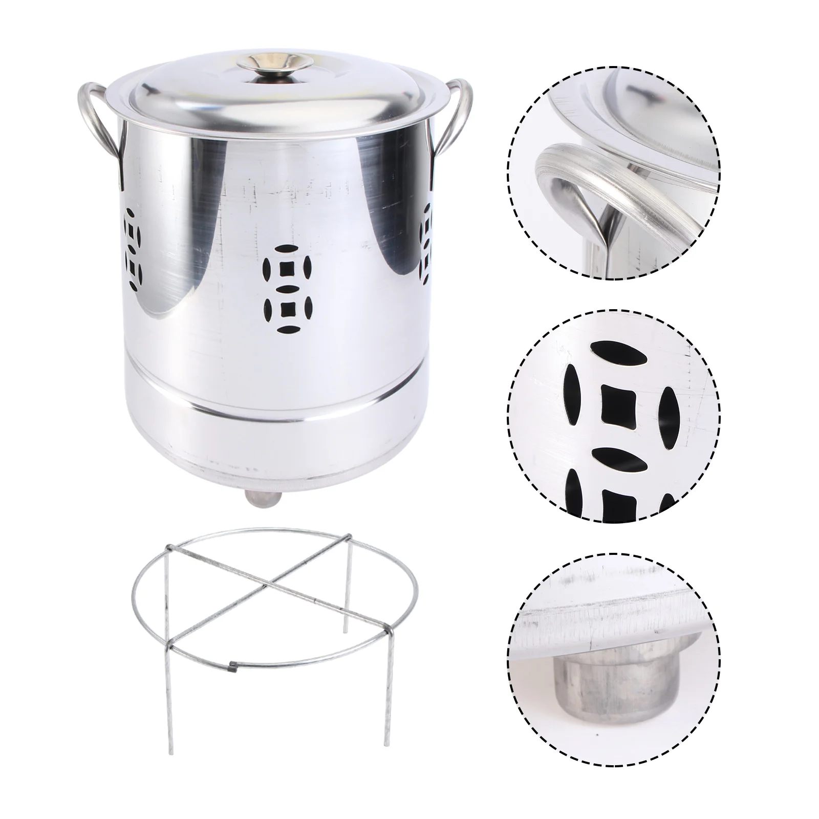 

2 Pcs Incinerator Metal Trash Can Home Round Bin Camping Garbage Stainless Steel Burning Paper Bucket Container Disposal