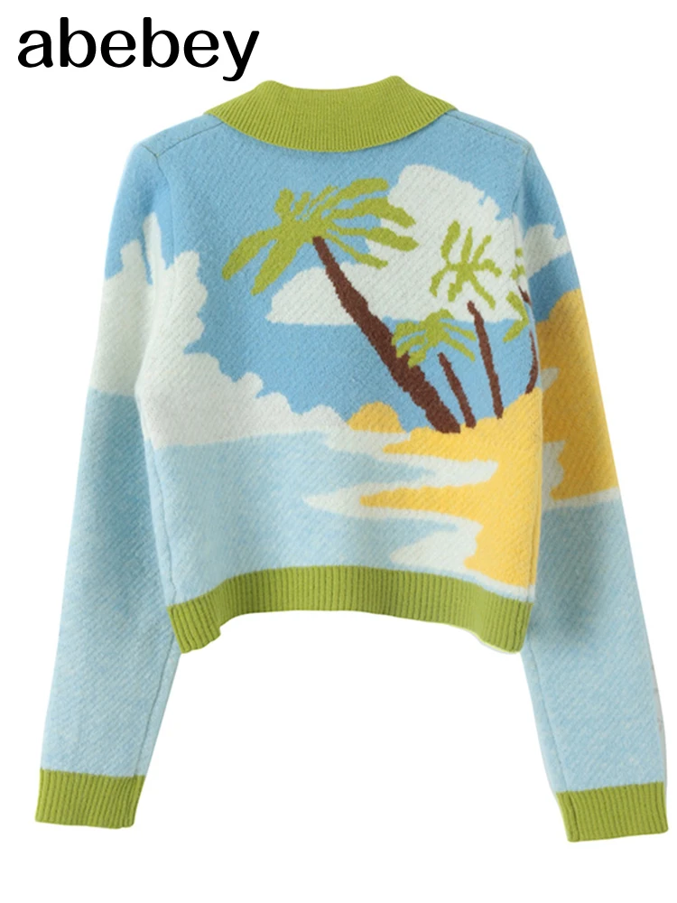 Женский вязаный кардиган с отложным воротником ZA зеленое и желтое пальто длинным