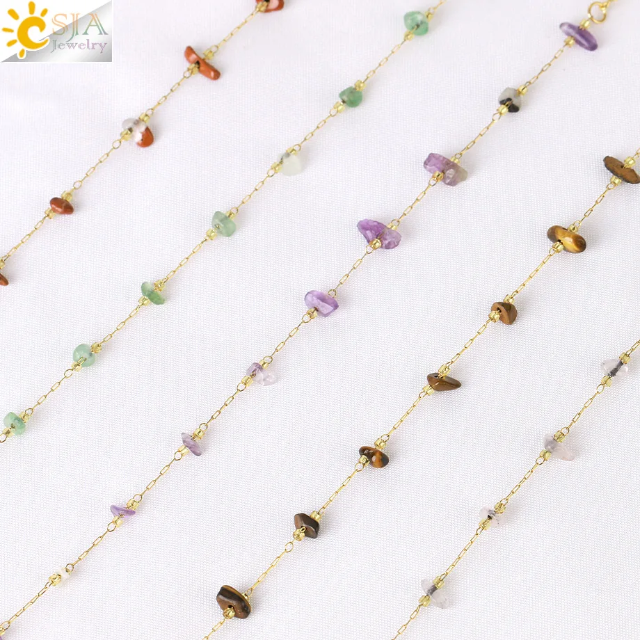 CSJA рейки Чип Бусы Браслеты Натуральный камень розовый кварц модные ювелирные