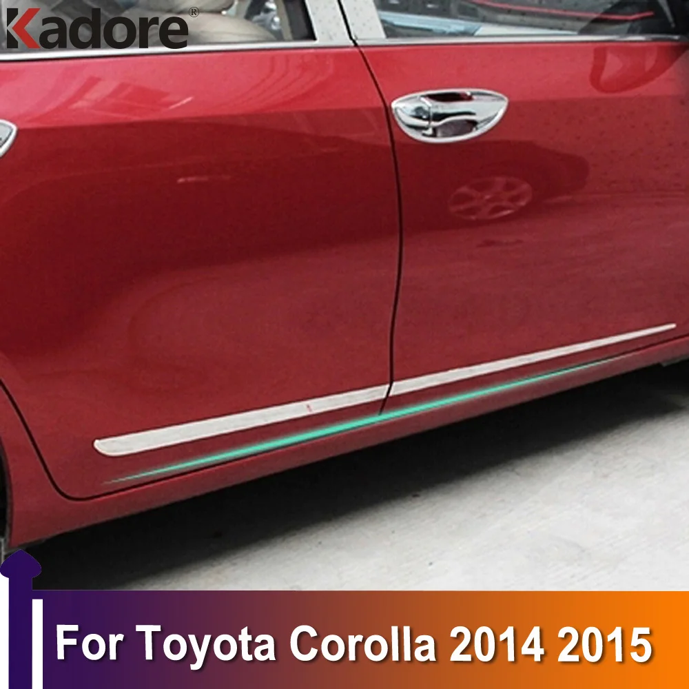 

Side Door Body Moldings Trim For Toyota Corolla 2014 2015 Stainless Steel Decal Line Strips 4pcs Car-styling For America Model