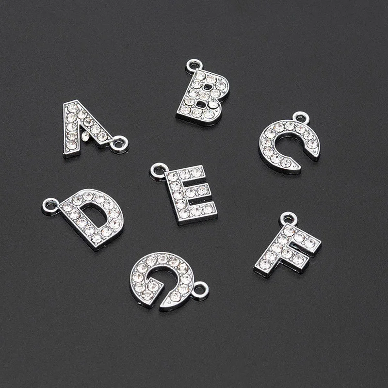 

10-pack 26 English letters studded color pendant letter pendant fitting fashion earrings DIY jewelry making accessories metal