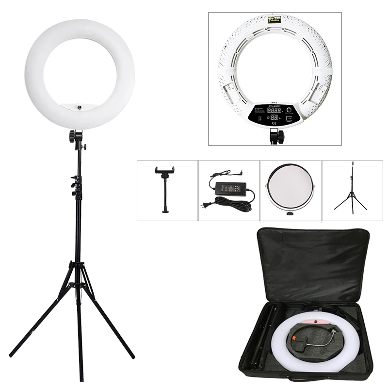 Ring Light Professional 18inch with Tripod 3200K-5500K Bi-color Yidoblo FD480 for Makeup Tattoo Selfie Ring Lamp for Studio 45cm