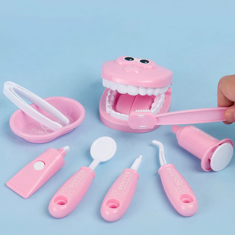 

9Pcs/set Brushing Practice Kids Pretend Play Toy Dentist Check Teeth Model For Doctors Role Play Simulation Learning Toy
