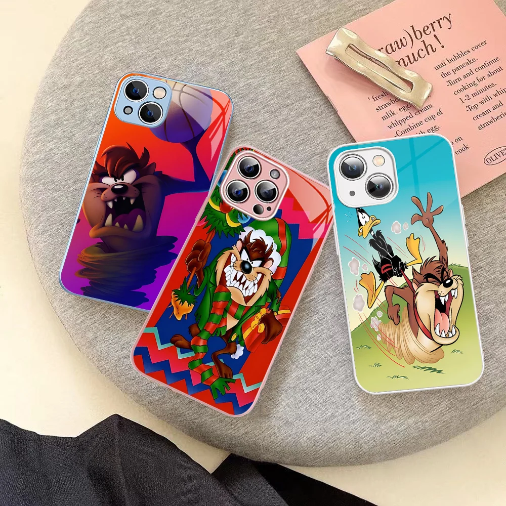 Cartoon T-Taz-Manias T-Tasmanians Phone Case Tempered Glass For Iphone 14 13 12 11 Pro Mini XS MAX 14Plus X XR Fundas