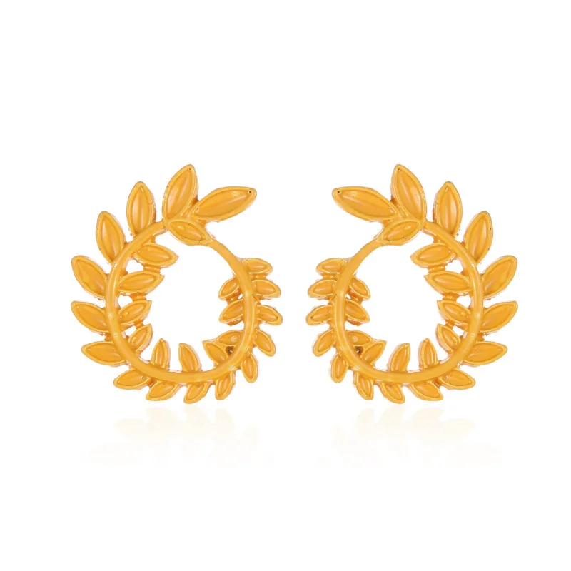 LUOYIYANG Stud Earrings for Women Openwork Leaves Temperament and Simplicity Earrings Accessories Fashion Jewelry