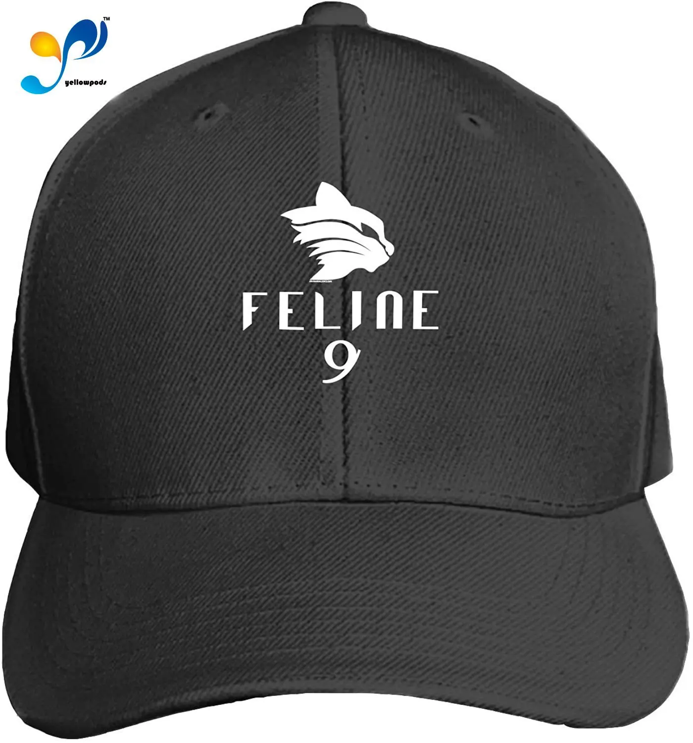 Feline White Unisex Washed Twill Baseball Cap Adjustable Peaked Sandwich Hat