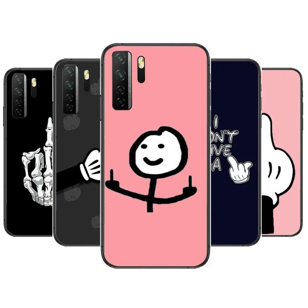 

Cartoon Middle Finger Black Soft Cover The Pooh For Huawei Nova 8 7 6 SE 5T 7i 5i 5Z 5 4 4E 3 3i 3E 2i Pro Phone Case cases