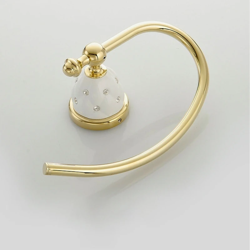 

M17D Oval Vintage Towel Rack European Towel Ring Wall Mounted Towel Holder Golden Towel Bar Kitchen Bathroom Hardware