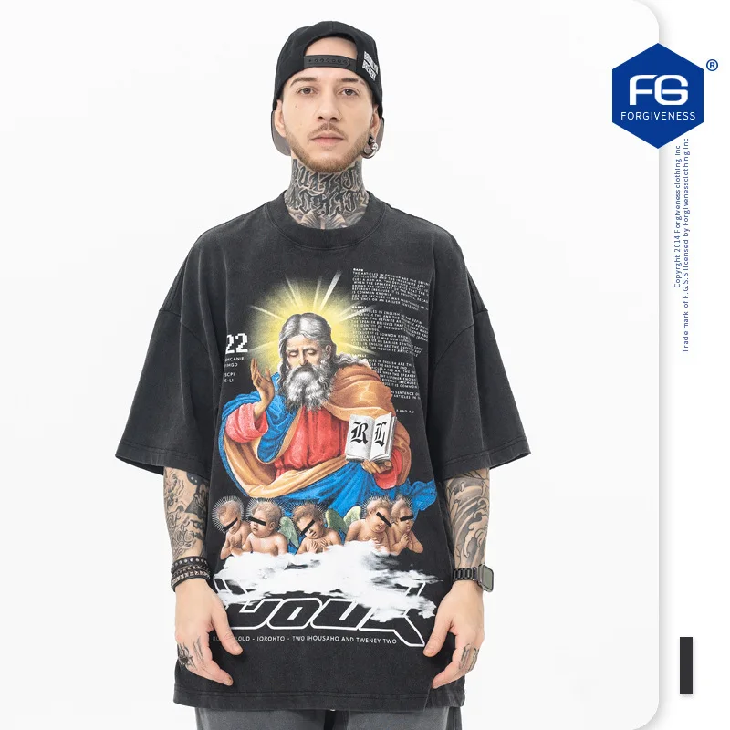 

2023 Spring Summer Round Neck Loose Short Sleeve T-shirt New Fashion Brand Retro Father Letter Print