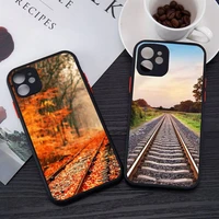 railway train track scenery phone case matte transparent for iphone 7 8 11 12 13 plus mini x xs xr pro max cover