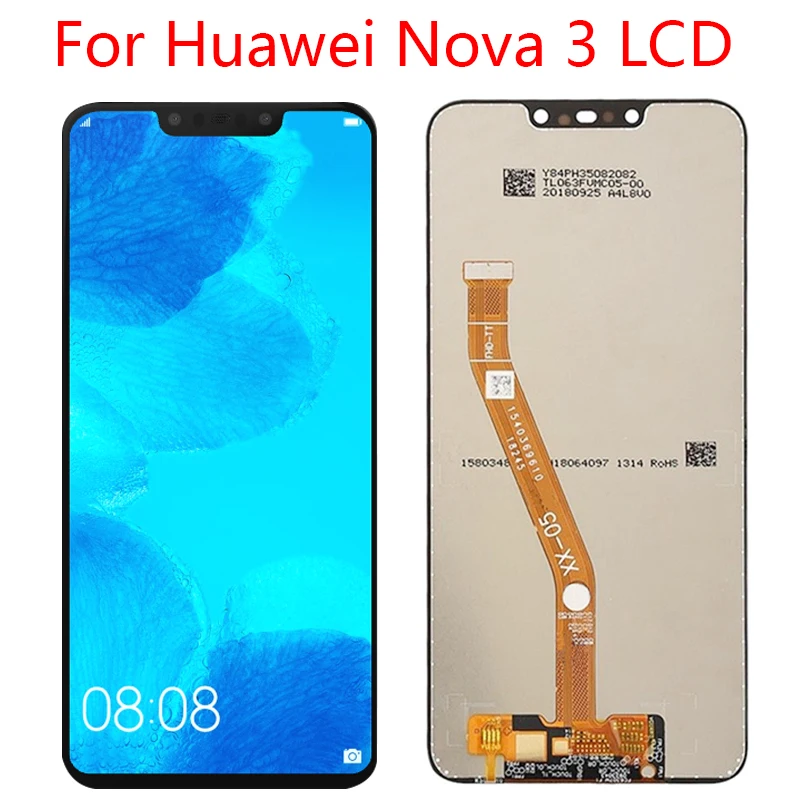 ЖК-дисплей 6,3 дюйма для Huawei Nova 3, ЖК-дисплей, сенсорный экран с рамкой для Huawei Nova 3, дисплей с внешним экраном