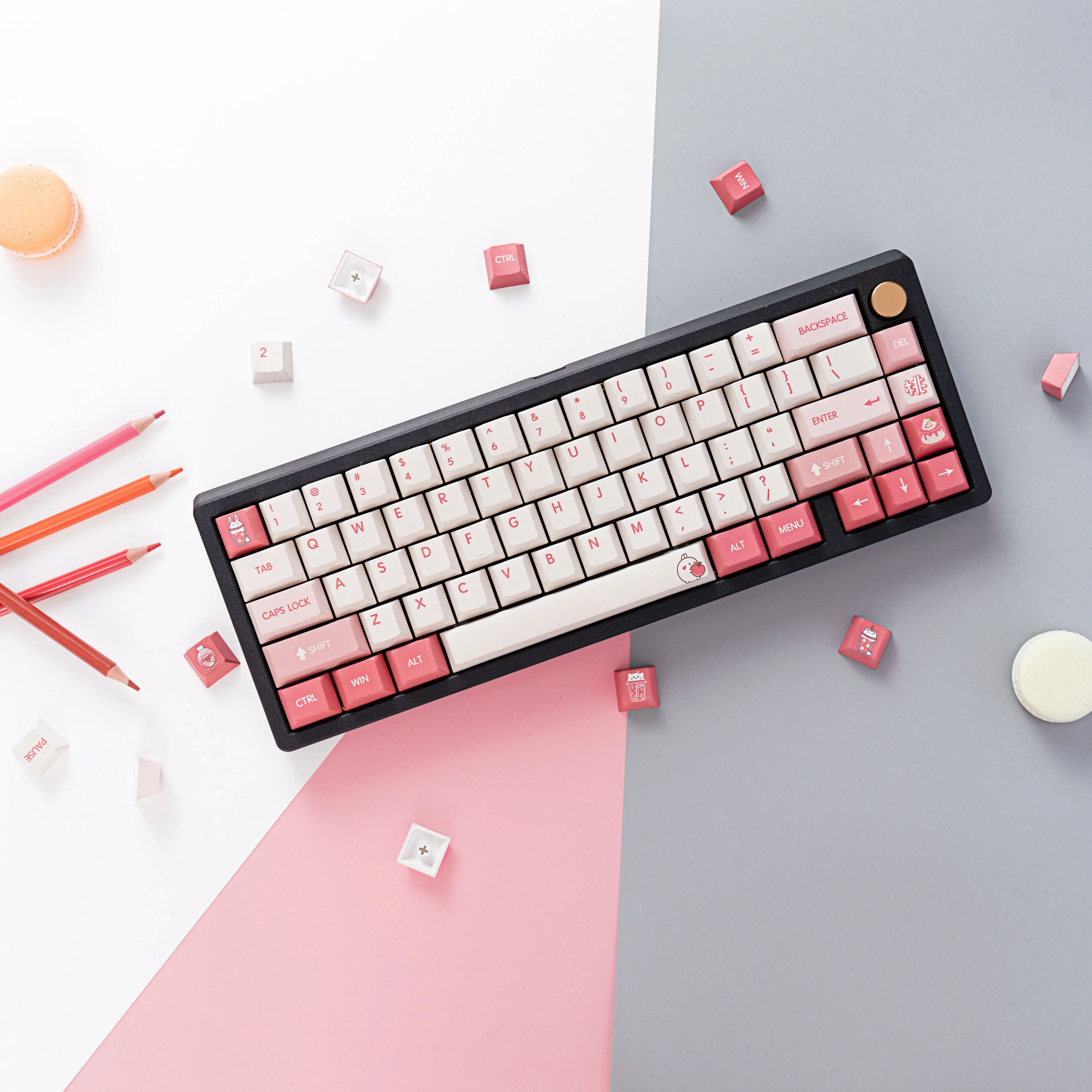 

PBT Keycap Five-sided Sublimation Summer Pink Peach Cute 136 Key Small Set