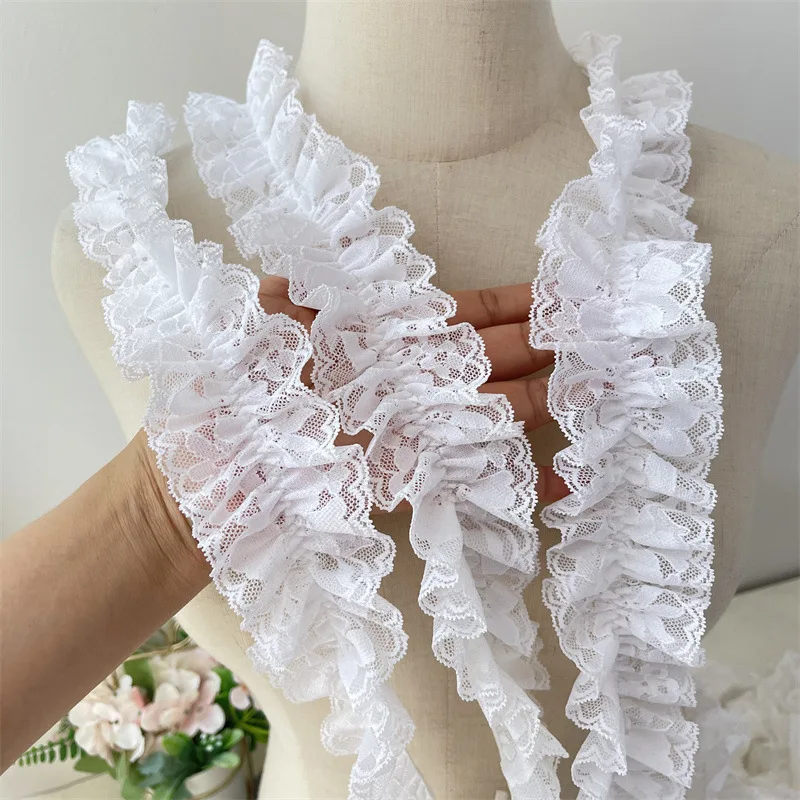

Home Decor Sewing Ribbons For Needlework Diy Crafts 6cm Wide Flower Embroidery White Ruffle Lace Fabric Mesh Trimming 2yards/lot