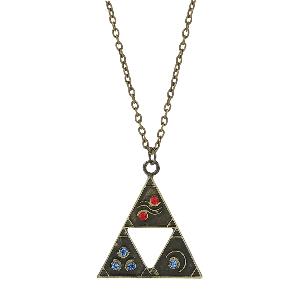 

Fashion Legend of Zelda Pendant Necklace Triangle Vintage Crystal Geometric Triforce Rhinestone Choker