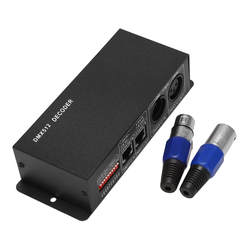 

4CH DC12-24V RGBW DMX 512 Decoder LED Controller, RGB LED DMX512 Decoder 4 Channel X 8A For LED Strip Light,Black
