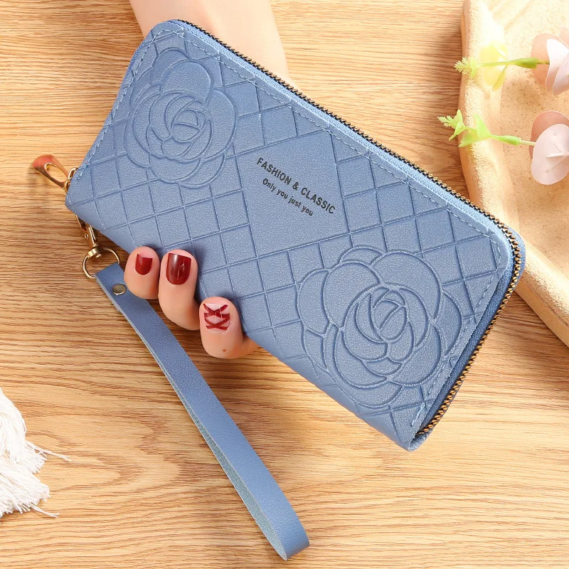 Women's Long Wallets  Fashion Zipper Flower Handbags  Cards Holder PU Leather Billfold Coin Purse