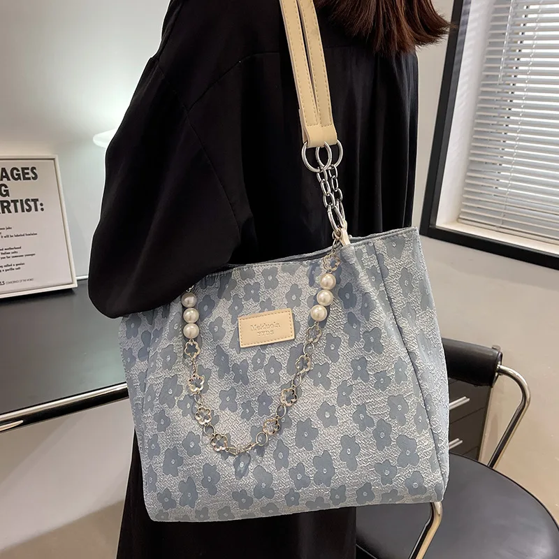 

Высококачественная текстурная Вместительная женская сумка, новинка 2022, летняя женская сумка на плечо, брендовая дизайнерская сумка-тоут дл...