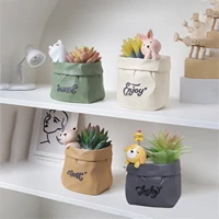 paper bag flower pot wear resistant storage bag reusable eco friendly mini paper bag flowerpot for succulent cosmetics