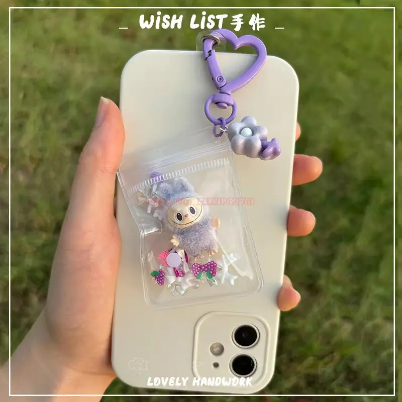 New Erchuang Plush Mini Labubu Rubble Vinyl Cute Grain Baby Walk Bag Mobile Pendant backpack Keychain pendant gifts