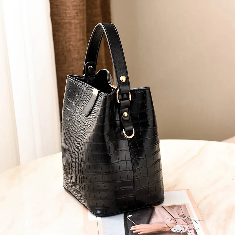 Female Bucket Bag Leather Fashion Women Handbag Trend 2023 Designer Luxury Crocodile Crossbody Shoulder Bag Bolsas Femininas