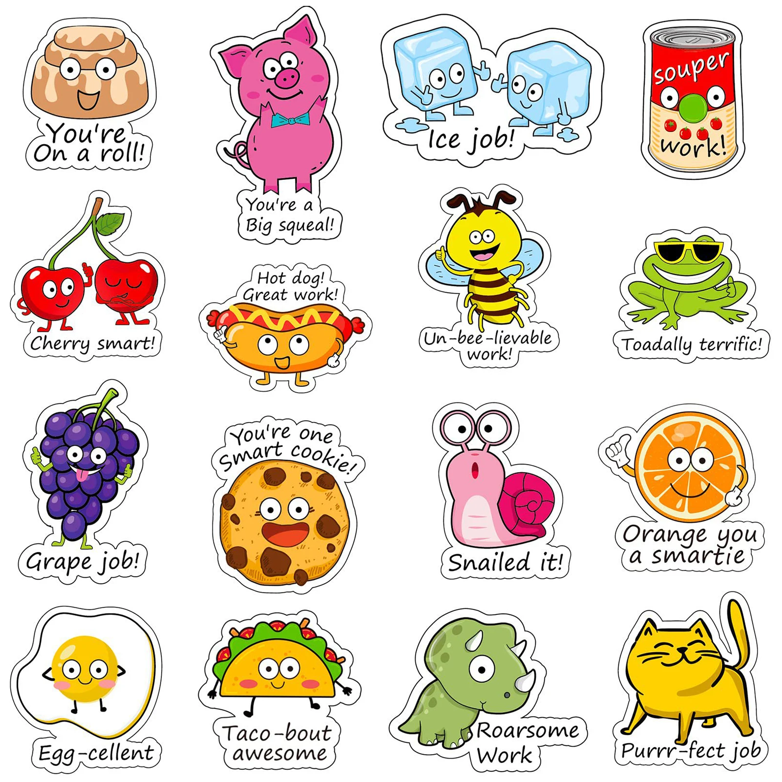 

400pcs Classroom Punny Label Kindergarten Motivational Cartoon Animal Inspiration Reward Sticker Cute Incentive Accents Words