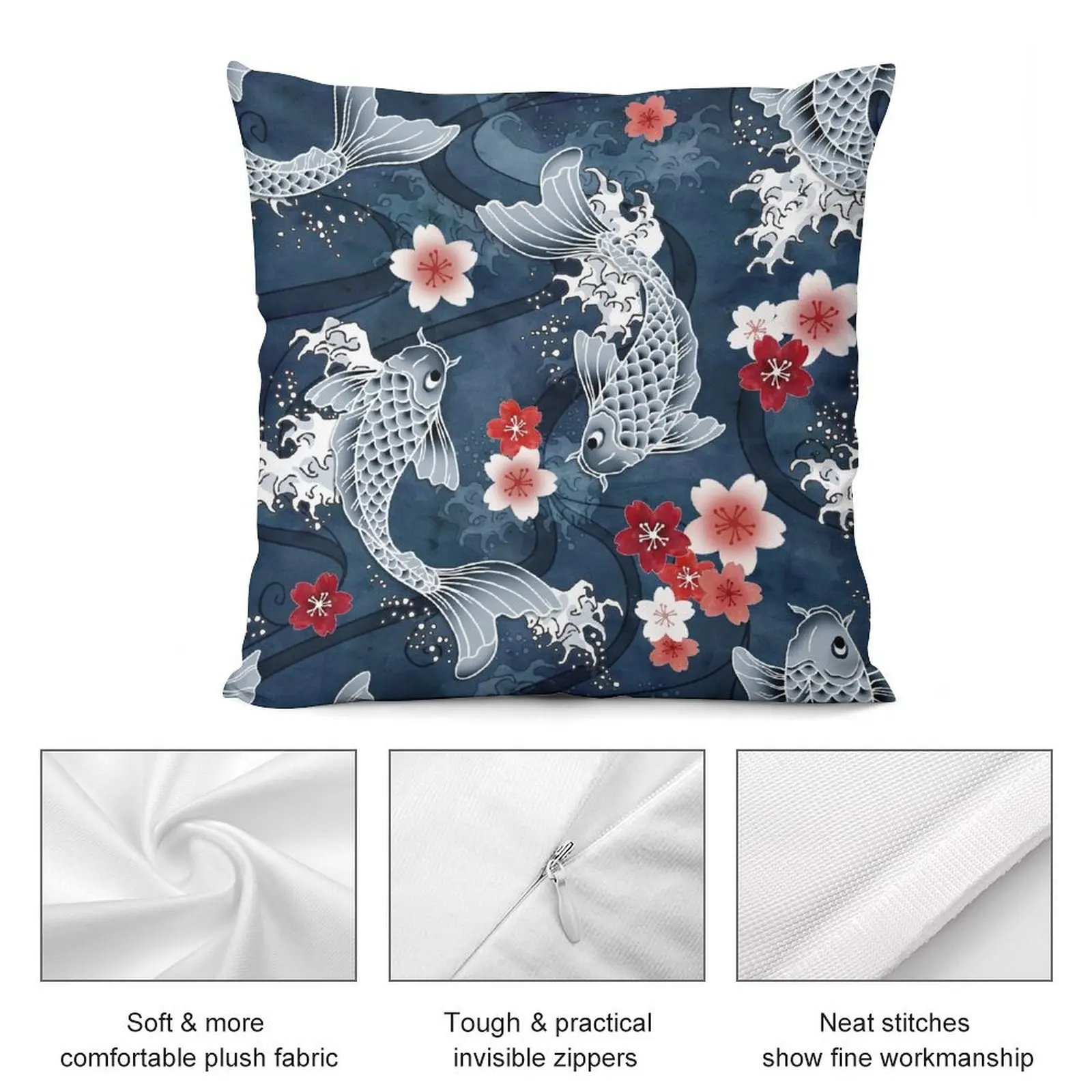 Декоративная синяя Подушка Koi sakura в форме цветка Декоративные диванные подушки