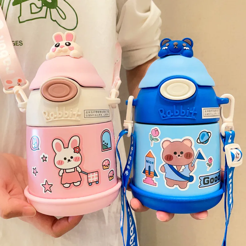 

Милая кукла, большая чашка для живота из нержавеющей стали 316, Детские Мультяшные наклейки «сделай сам», термос, чашка, уличный ремешок, прыг...