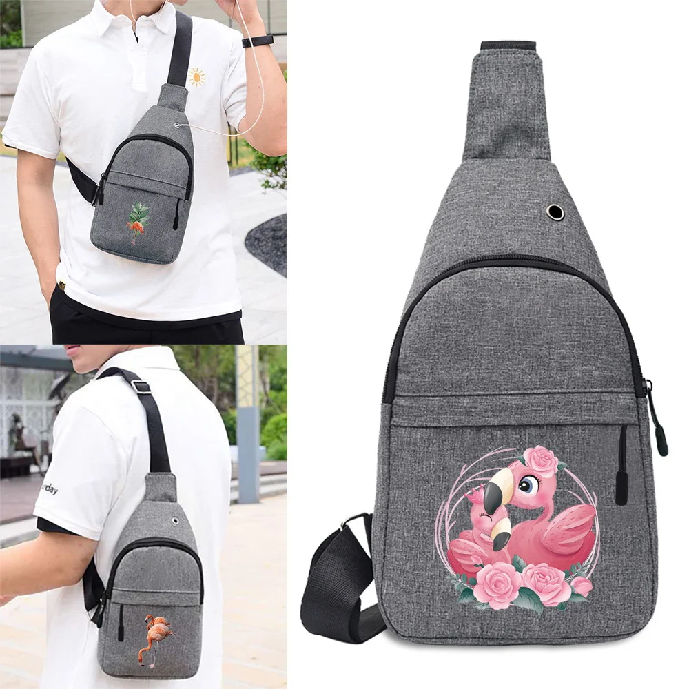 

Мужские мини-сумки 2023, Спортивная дорожная Повседневная сумка через плечо, холщовые поясные сумки-слинги, рюкзак, нагрудная сумка с принтом фламинго