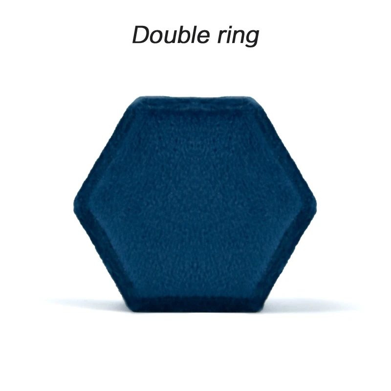 

N58F Velvet Ring Box Hexagon Premium Gorgeous Vintage Double Ring Display Holder with Detachable Lid for Proposal Engagement