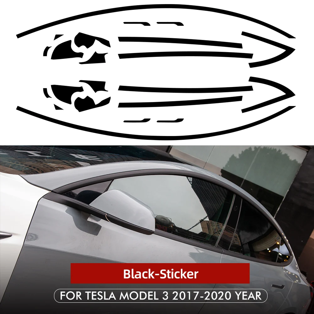 

Наклейка на рамку автомобильного окна для Tesla Model 3, аксессуары для внешней отделки, черные защитные накладки на дверные ручки, 2017-2022 гг.