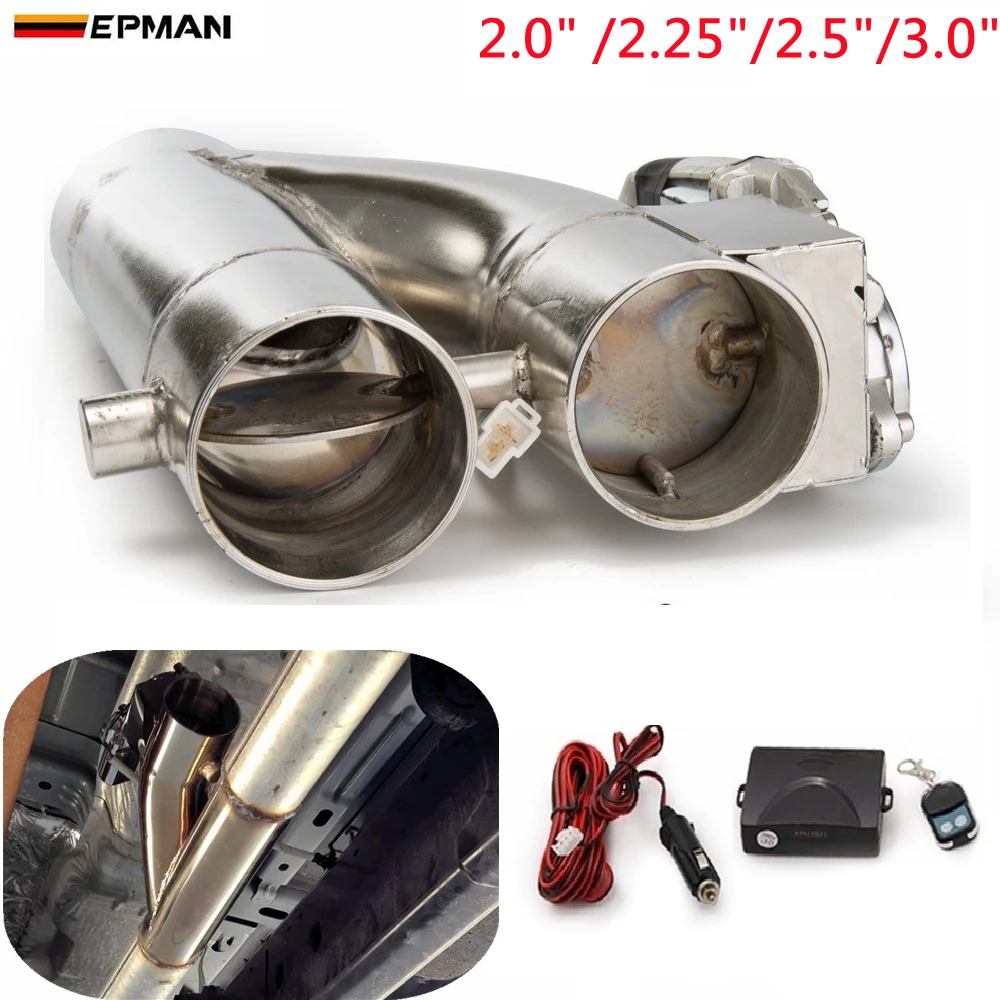 

Patented Product 2"/2.25" / 2.5" / 3" Electric Exhaust Downpipe Cutout E-Cut Out Dual-Valve Controller Remote Kit EP-CUT007Y