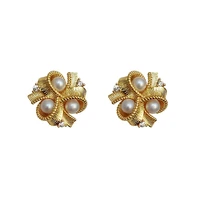 925 silver ear needles natural pearl earrings female retro light luxury high end fashion flower lady earrings a trendy jewelry