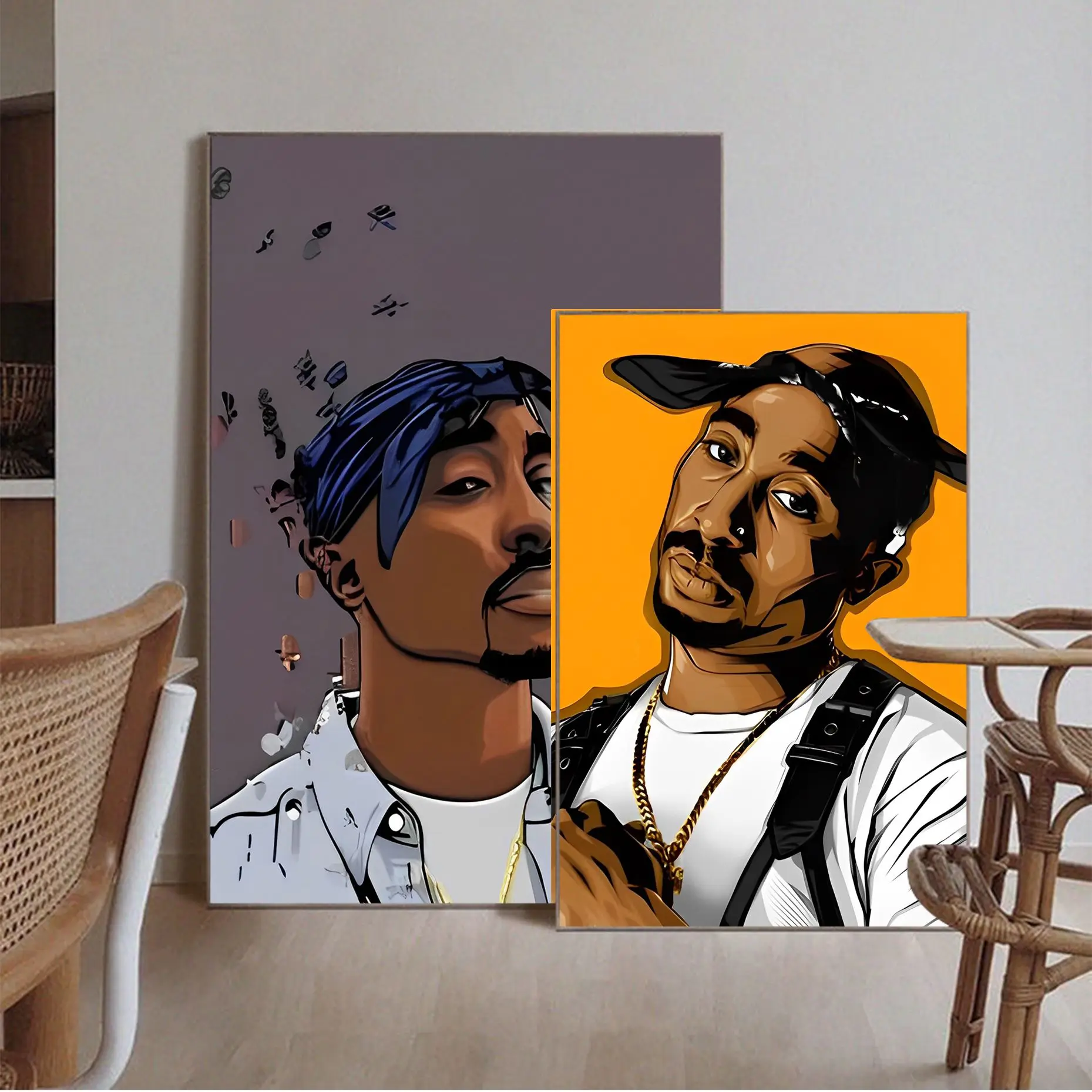 

Hip Hop Singer Tupac Anime Posters Sticky Vintage Room Home Bar Cafe Decor Vintage Decorative Painting