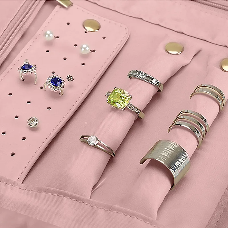 1Pcs Foldable Jewelry Case Roll Travel Jewelry Organizer Portable Journey Earrings Rings Diamond Necklaces Brooches Storage Bag